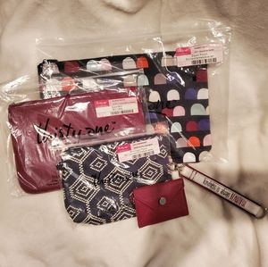 Thirty-One Bundle of 5 Items Lg and Mini Zipper Pouch, Key Fob, Sm Wallet